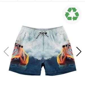 Molo Kids Swim Trunks with Orange and Blue Design